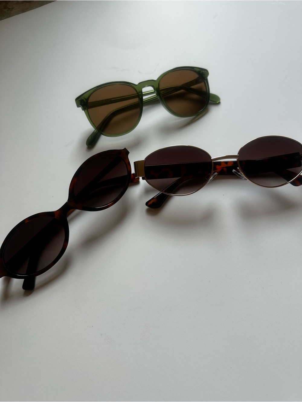 Nordstrom Green Round Frame Sunglasses with Brown Lenses